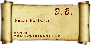 Dusán Borbála névjegykártya